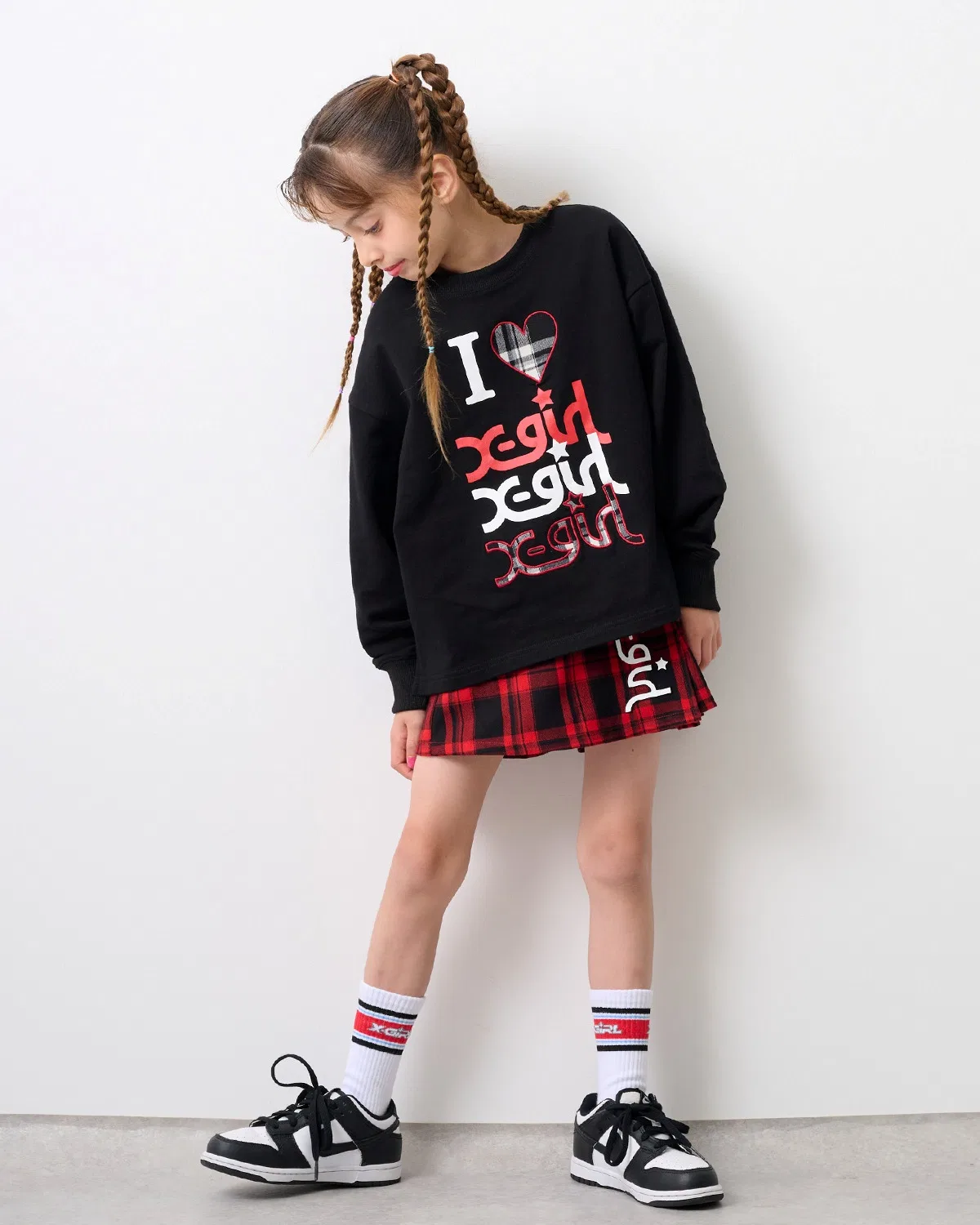 Детские носки с принтом Line Logo Rib X-girl Stages, Белый — фото 4