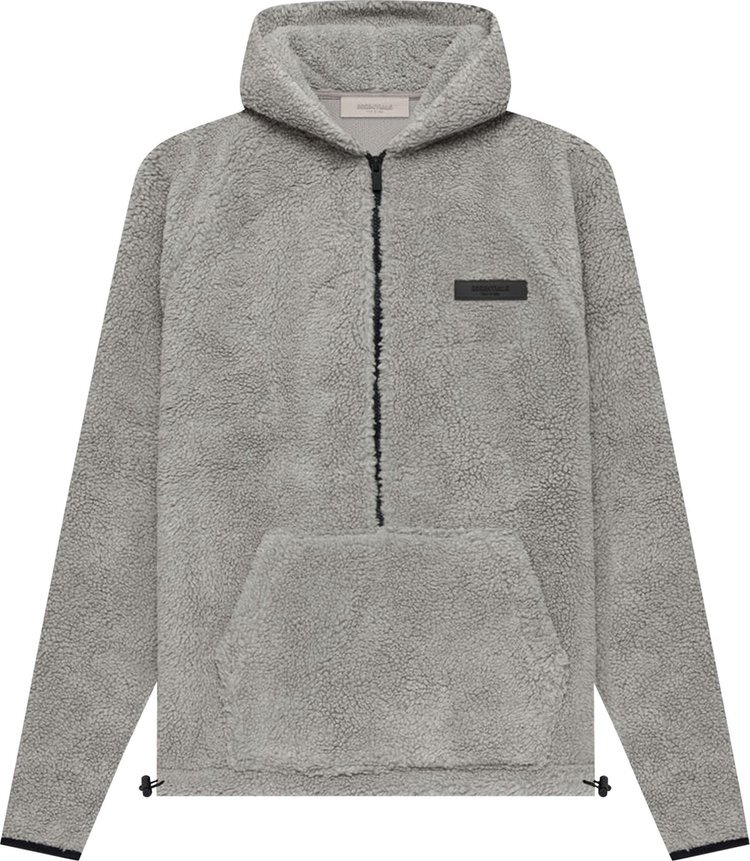 Худи Fear of God Essentials Polar Fleece Half Zip Hoodie 'Dark Oatmeal', серый — фото 2