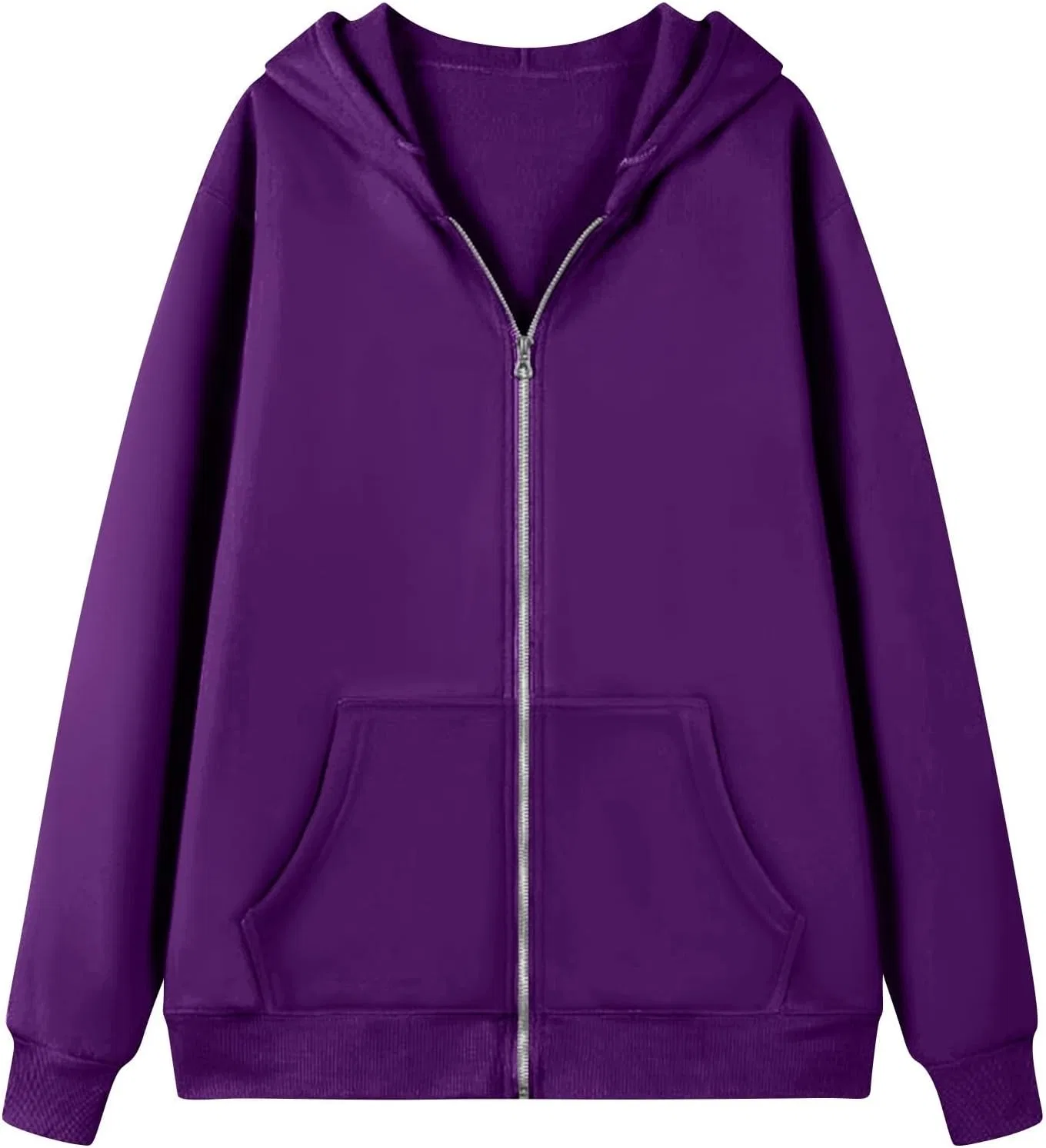 Женское худи на молнии оверсайз с капюшоном, T2-dark Purple — фото 2