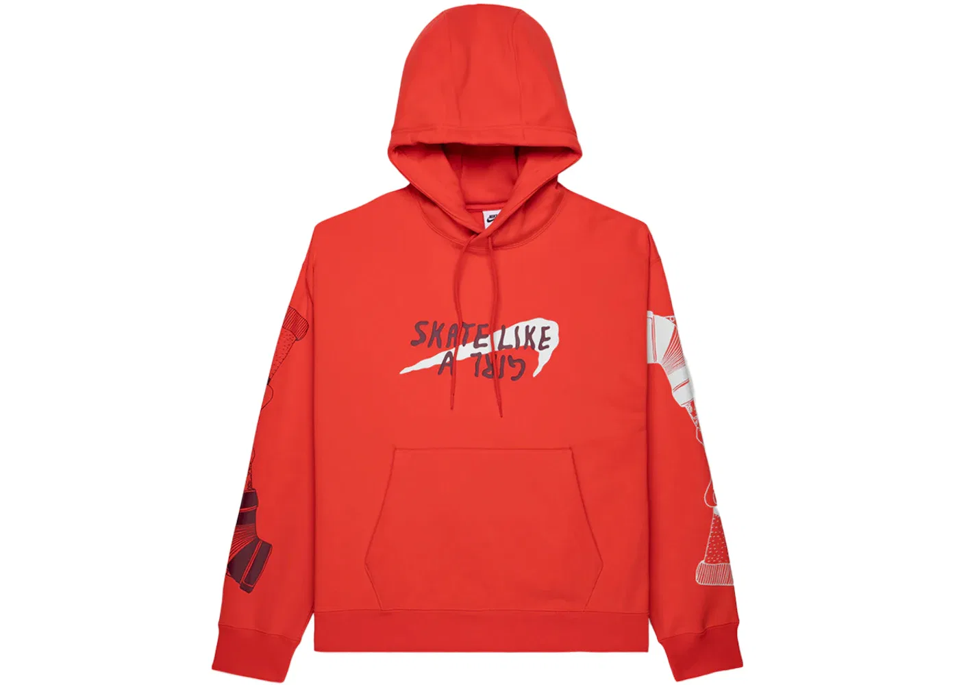 Детская худи с принтом Skate Like A Girl Nike, Light Crimson/Dark Beetroot