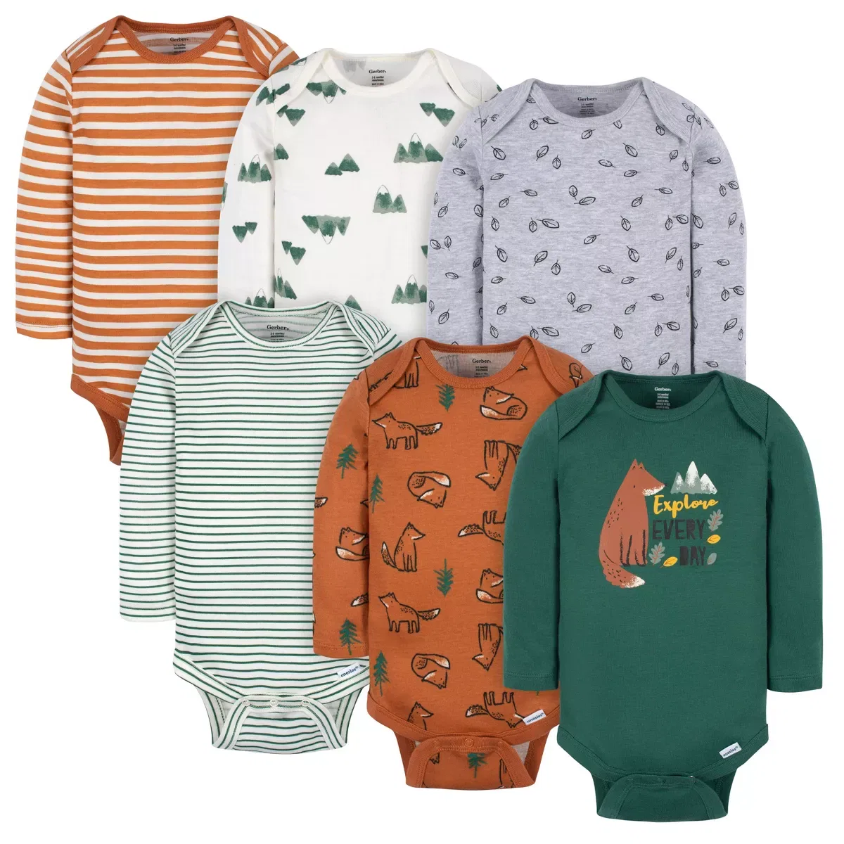 Детский боди-комбинезон с длинным рукавом 6 шт Gerber, Fox
