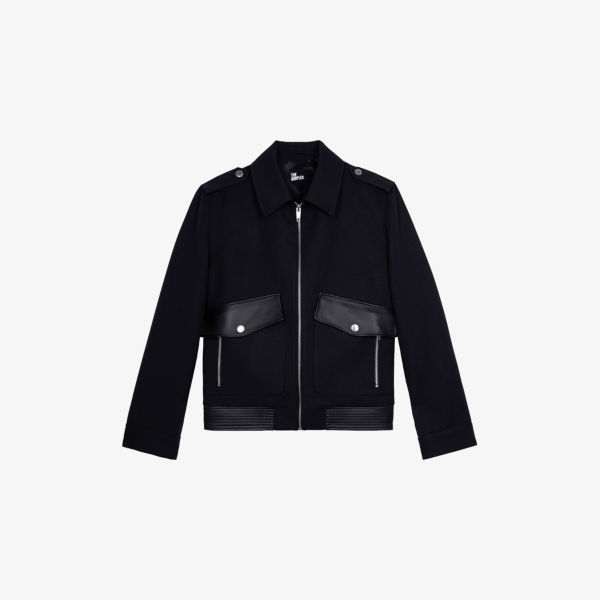 

Куртка The Kooples с кожаными вставками, синий