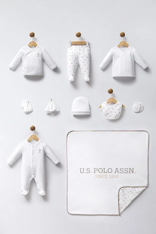 Детский комбинезон для новорожденных с принтом U.S. Polo Assn., White