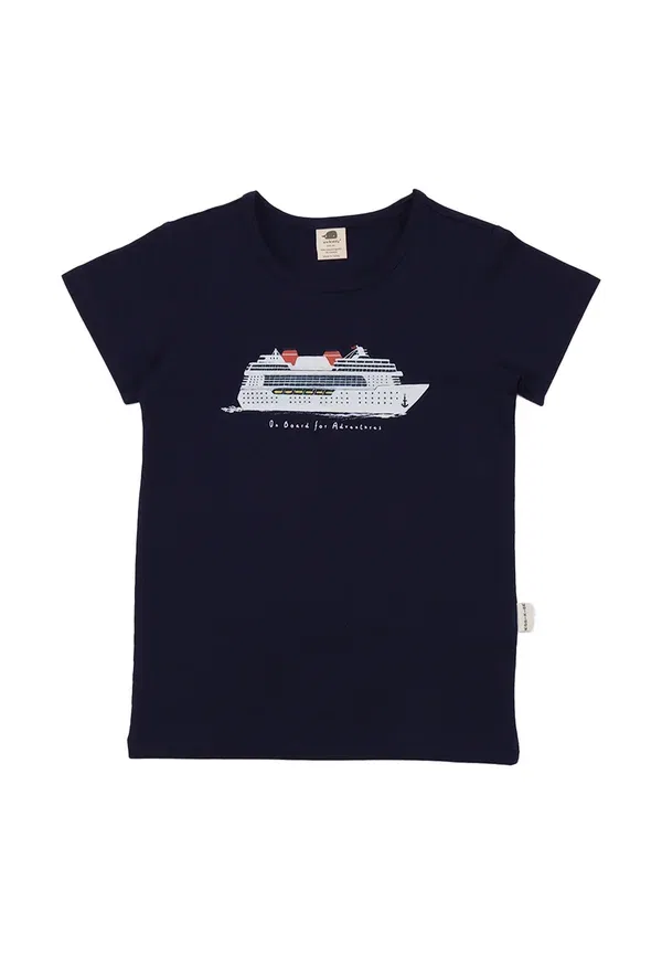 Футболка с принтом Marine adventures T-shirt Walkiddy, Dark Blue, темно-синий — фото 3
