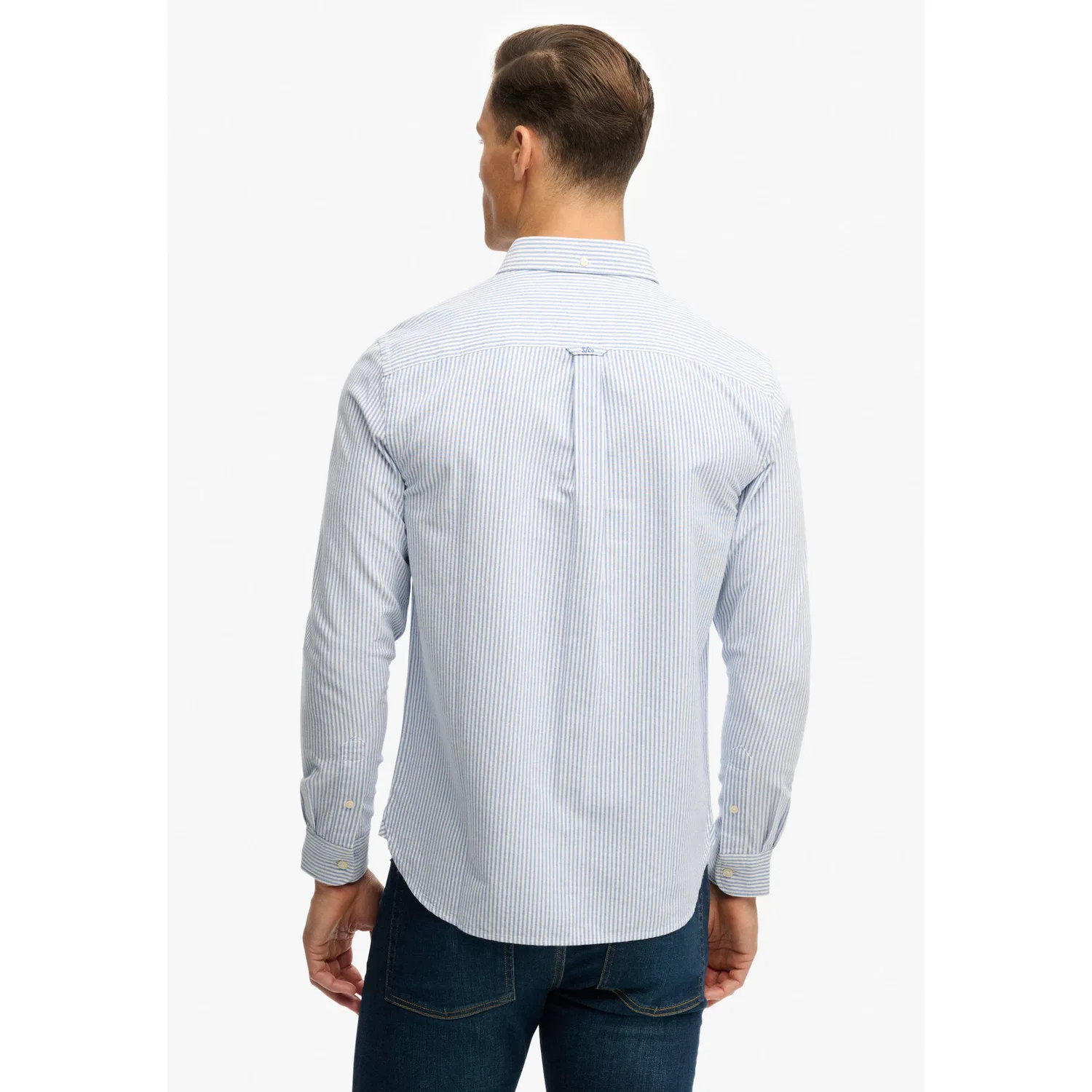 Мужская рубашка с длинным рукавом Oxford Superdry, Azure Blue Chalk Stripe — фото 3