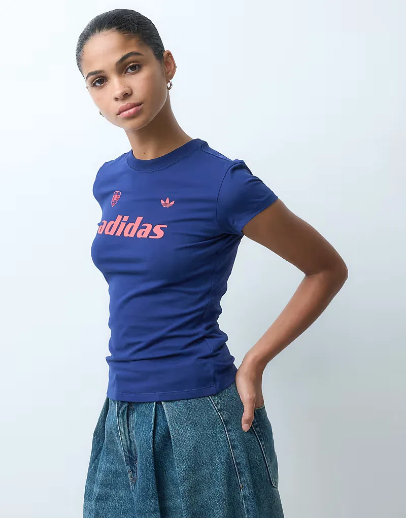 Футболка baby с логотипом Adidas Originals, темно-синий/красный — фото 2
