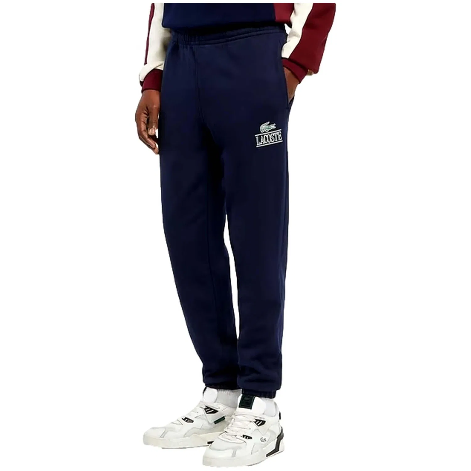 Мужские спортивные штаны с принтом Signature Lacoste, Цвет: Grau / Navyblau — фото 2