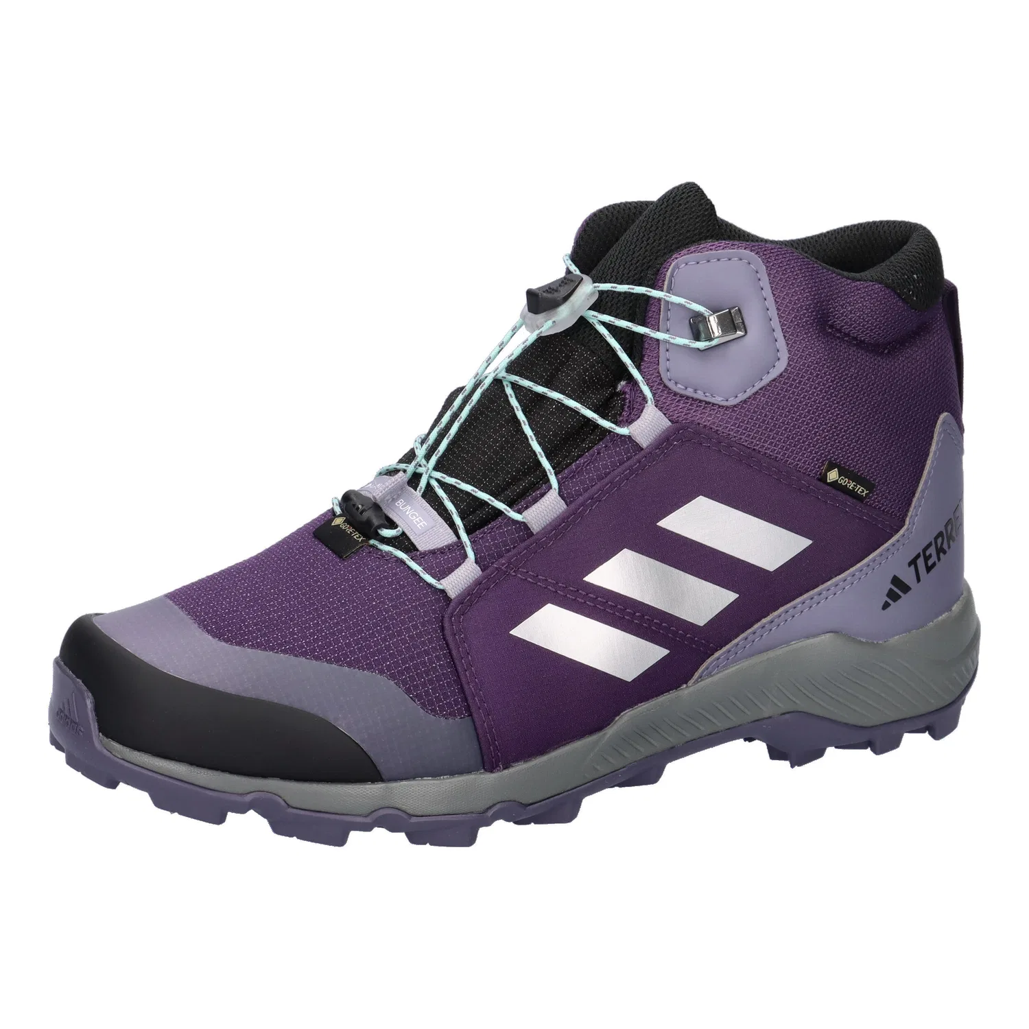 Детские походные ботинки с мембраной Gore-Tex adidas TERREX MID GTX K, Konigliches Lila Grau Weiss
