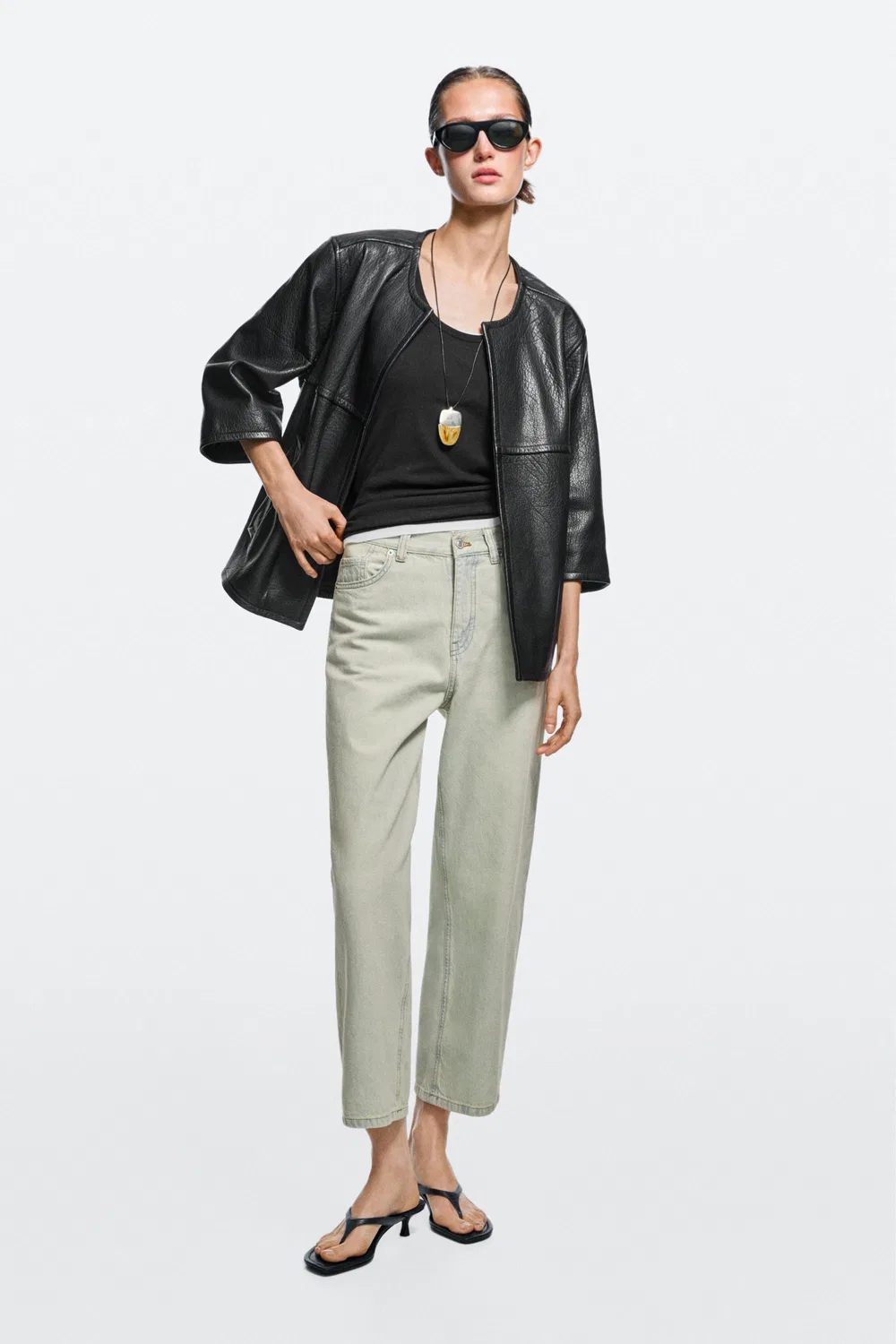 Джинсы Massimo Dutti, укороченные, средней посадки с широкими штанинами, синий