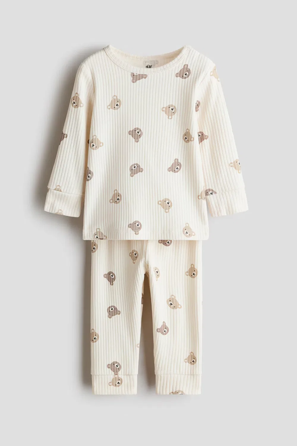 Хлопковый комплект из 2 предметов с принтом H&M, Cremefarben/Bären