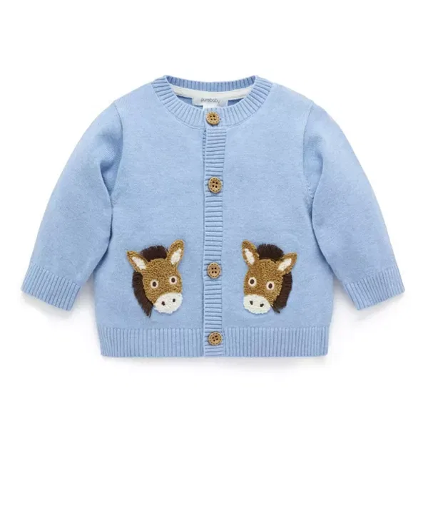 Детский кардиган с вышивкой Fiesta Friends Purebaby, Caribbean Melange