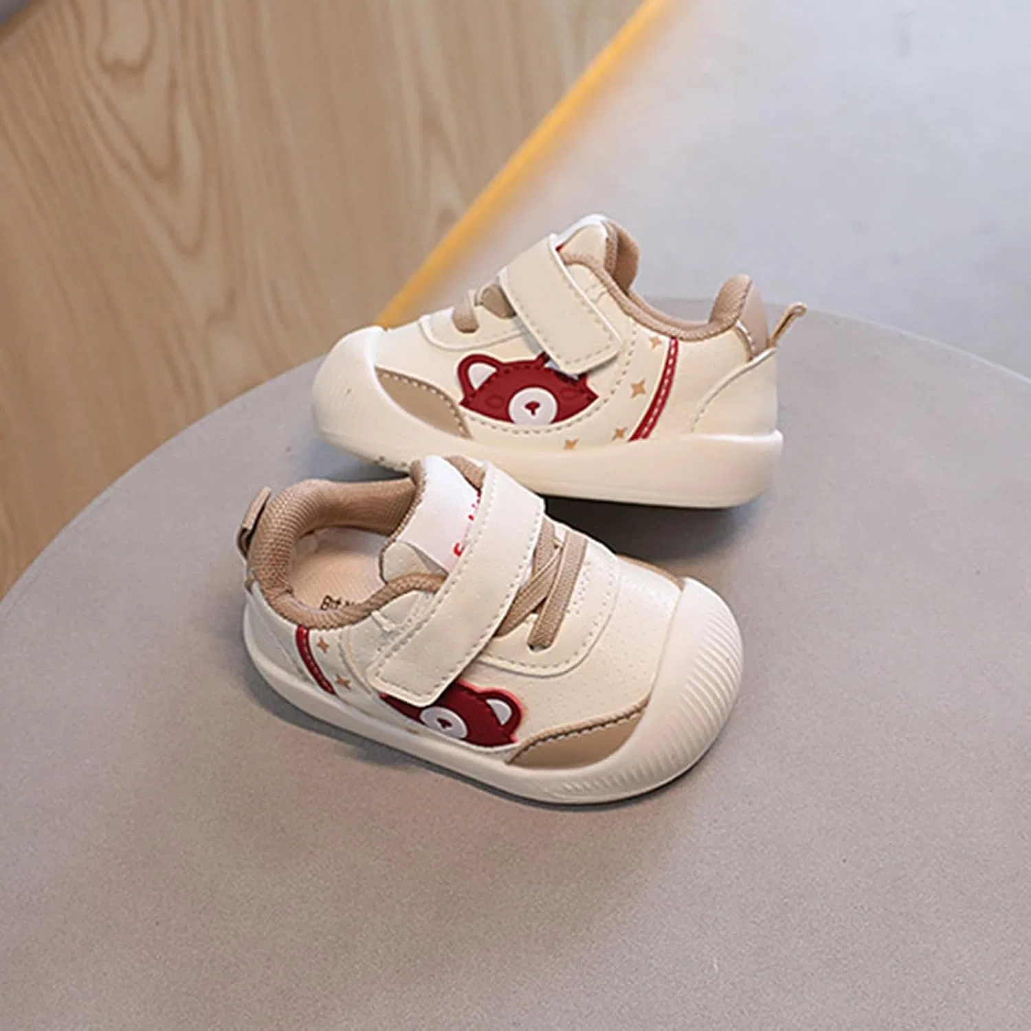 Детские кроссовки для мальчиков с принтом животных First Walking Shoes, Khaki — фото 3