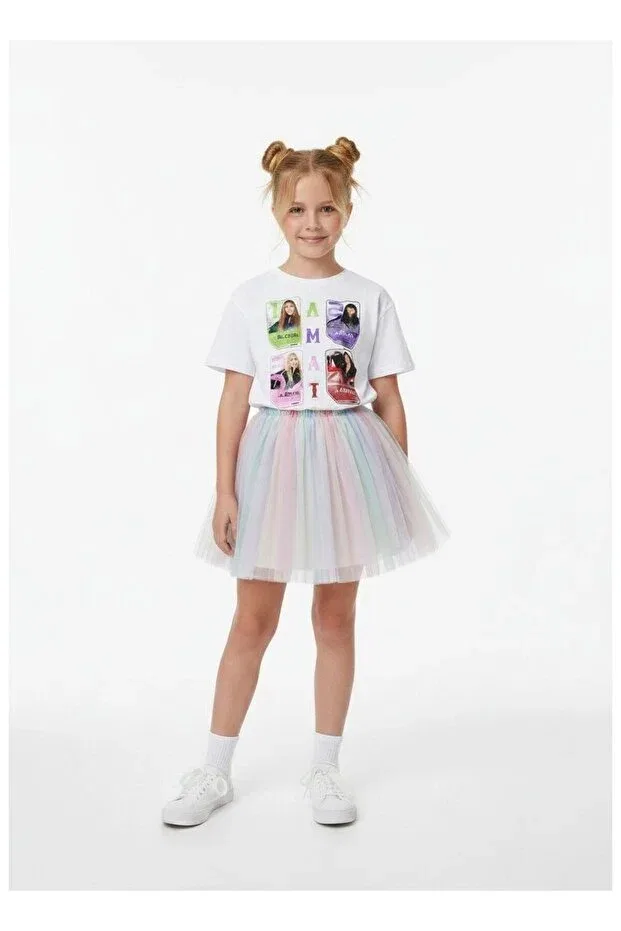 Детская футболка для девочек хлопковая Manifest girl's t-shirt Seabubbles, Cream — фото 2