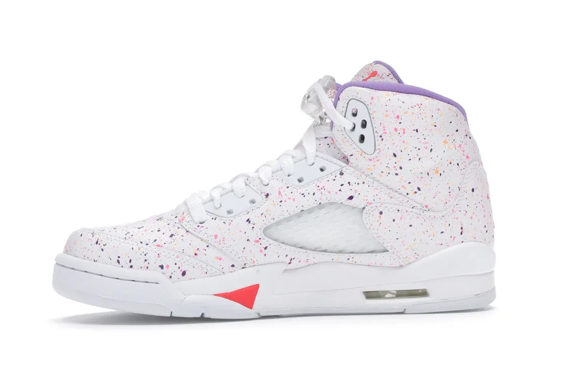 Детские кроссовки Lifestyle с принтом Jordan 5 Retro Easter (2020) (GS) Jordan, White/Laser Crimson-Voltage Purple — фото 3