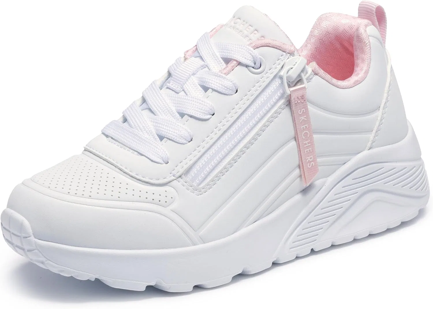 Детские кроссовки для девочек UNO Lite Easy Zip Skechers, White