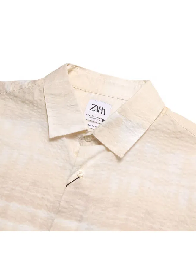 Рубашка с отложным воротником Zara, абрикосово-желтый — фото 4