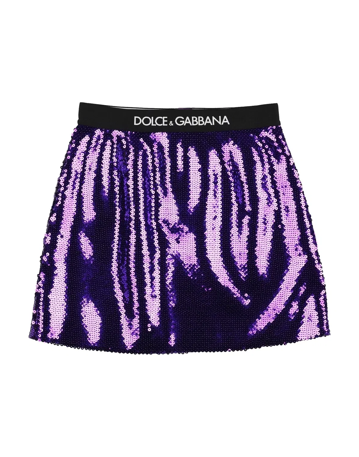 Детская юбка для девочек тканая с аппликациями и пайетками Dolce&Gabbana, светло-фиолетовый