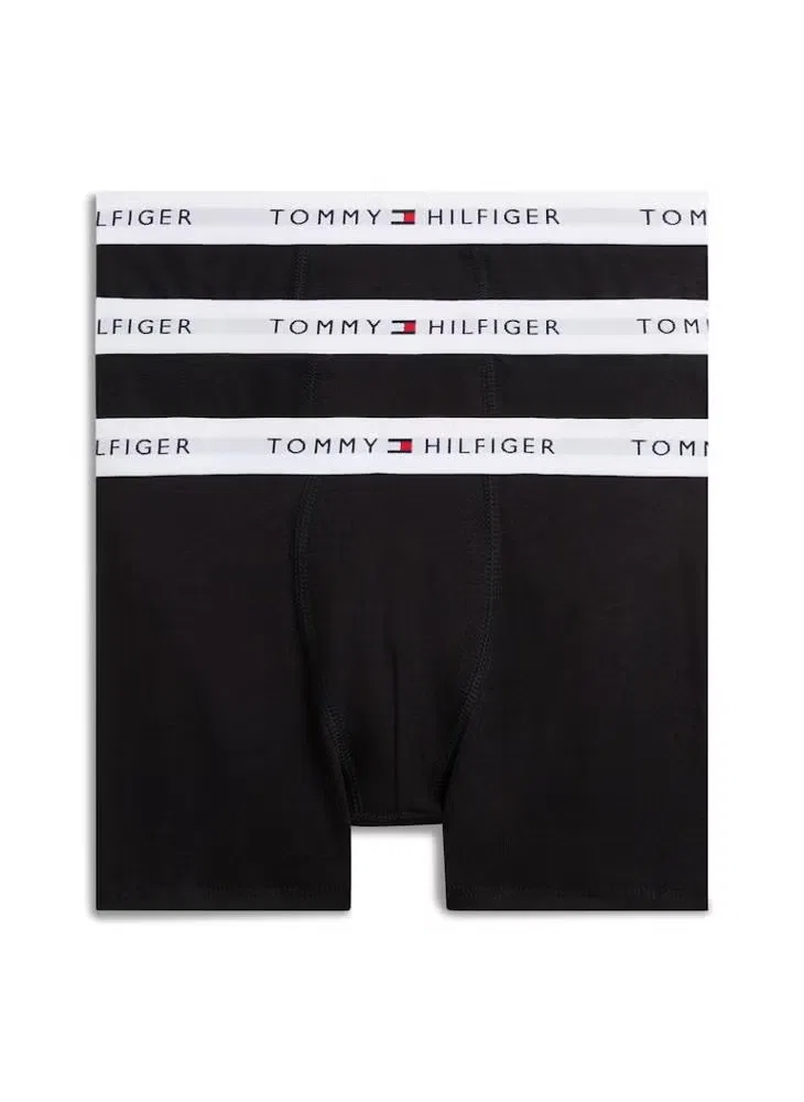 Трусы-боксеры с логотипом, комплект из 3 штук, Tommy Hilfiger, черный