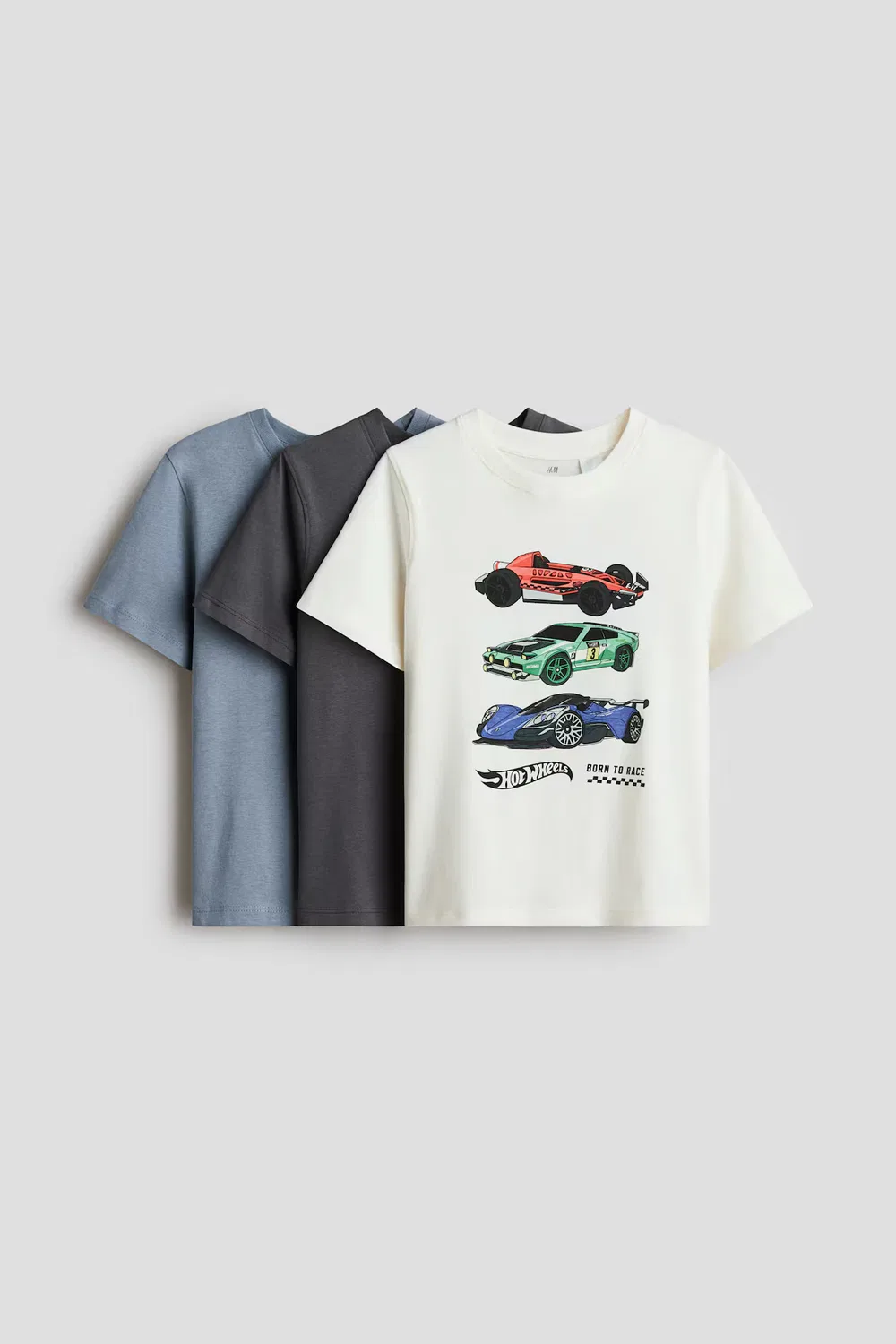 Набор из 3 футболок с принтом H&M, Mattblau/Hot Wheels