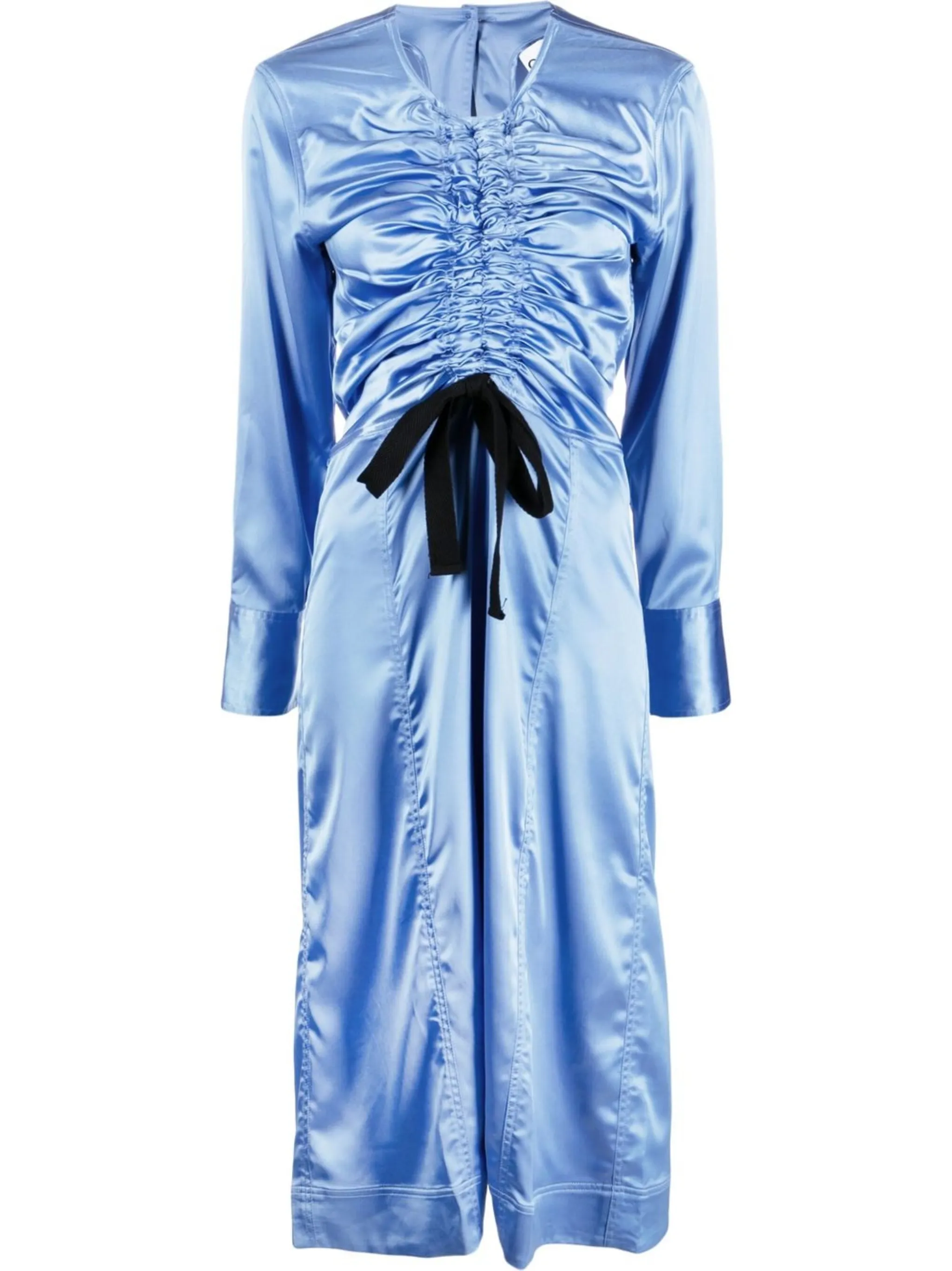 

Атласное платье миди Ganni, синий