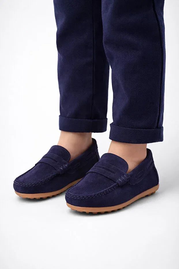 Детские лоферы для мальчиков кожаные Limburg Kids A More, Navy Blue — фото 3