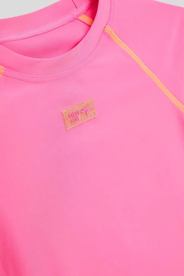 Детская футболка для девочек с коротким рукавом Tyess, Pink — фото 2