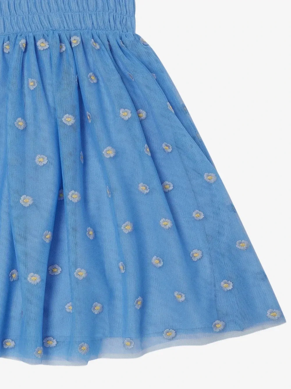 Платье с оборками и цветочной вышивкой Stella McCartney Kids, синий — фото 4
