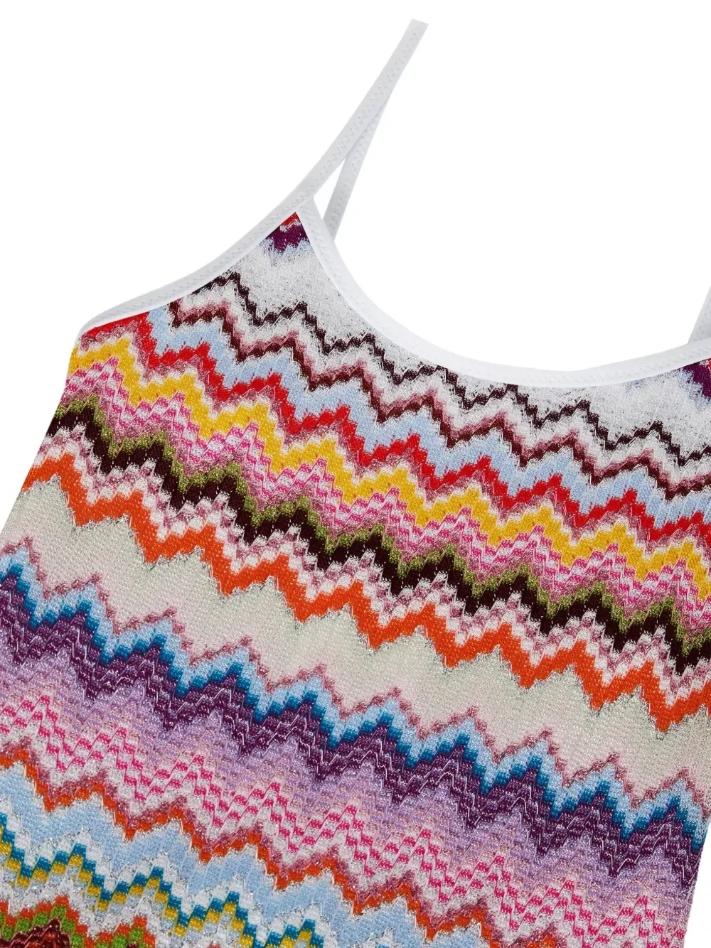 Вязаный купальник с зигзагообразным узором Missoni Kids, белый — фото 3