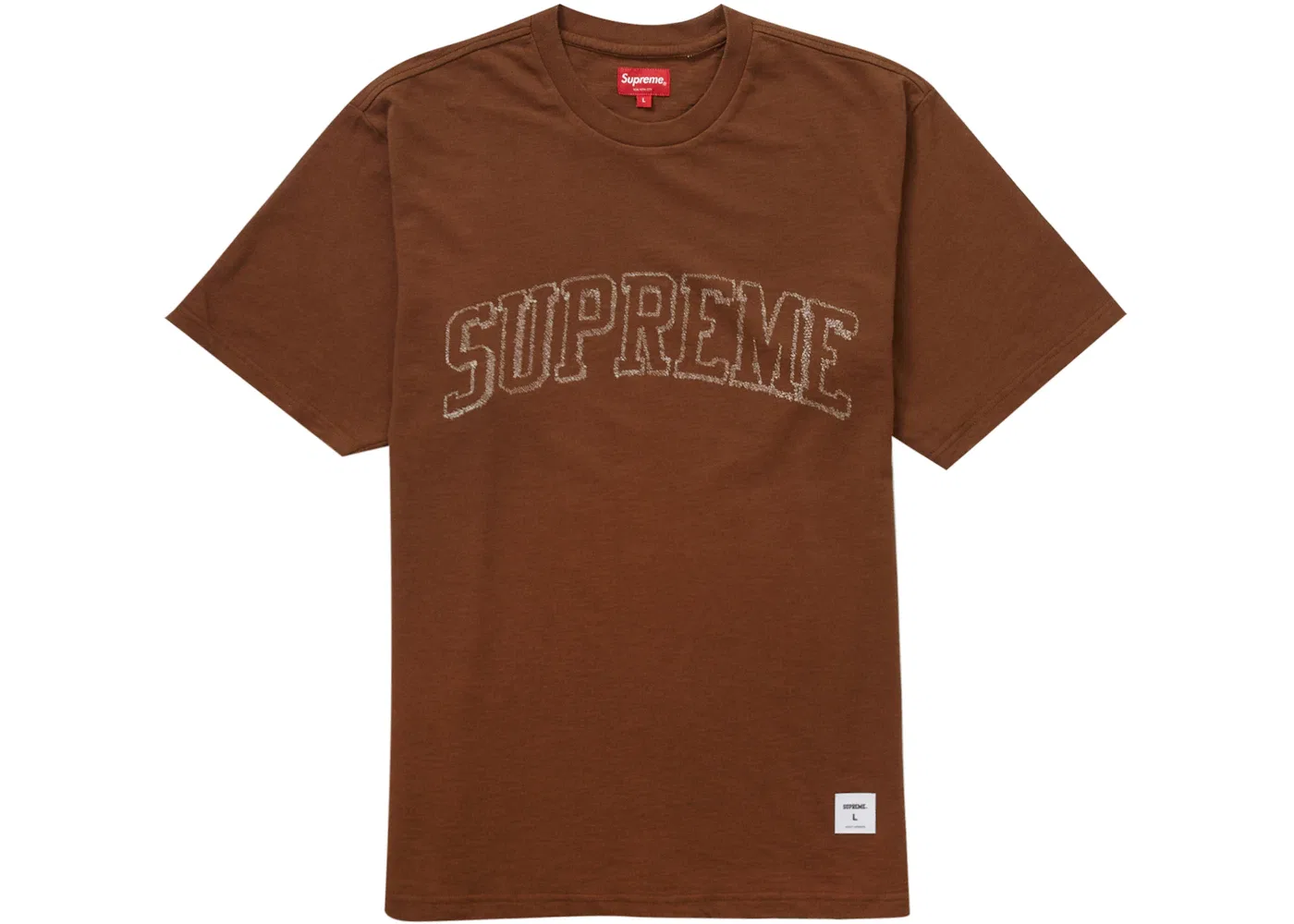Мужская футболка с принтом Supreme Sketch Embroidered S/S Top, Brown