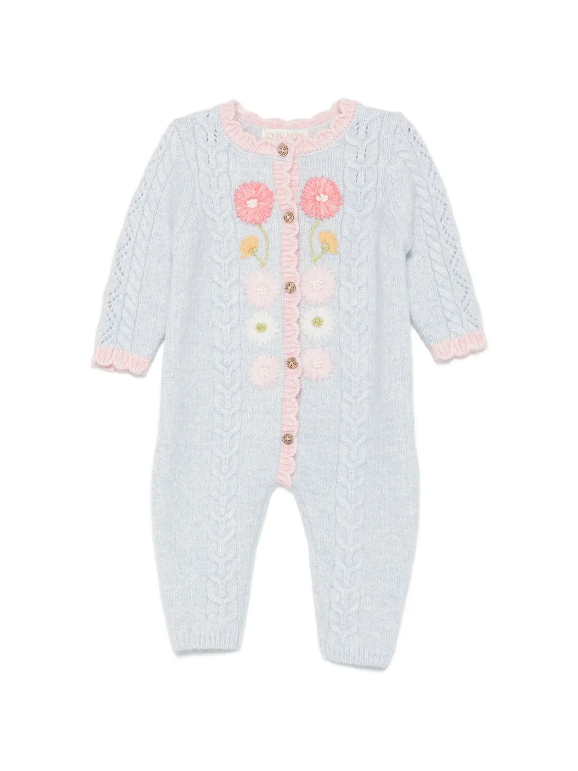 Ромпер фактурной вязки с цветочной вышивкой Louise Misha Kids, синий
