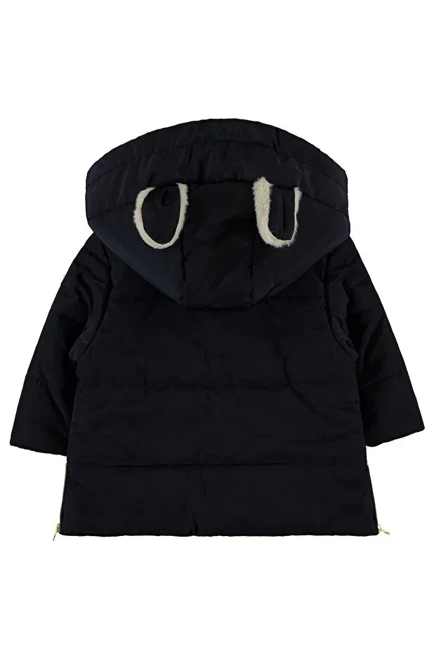 Детское пальто для девочек с капюшоном Plush eared coat Civil Baby, Navy Blue — фото 2