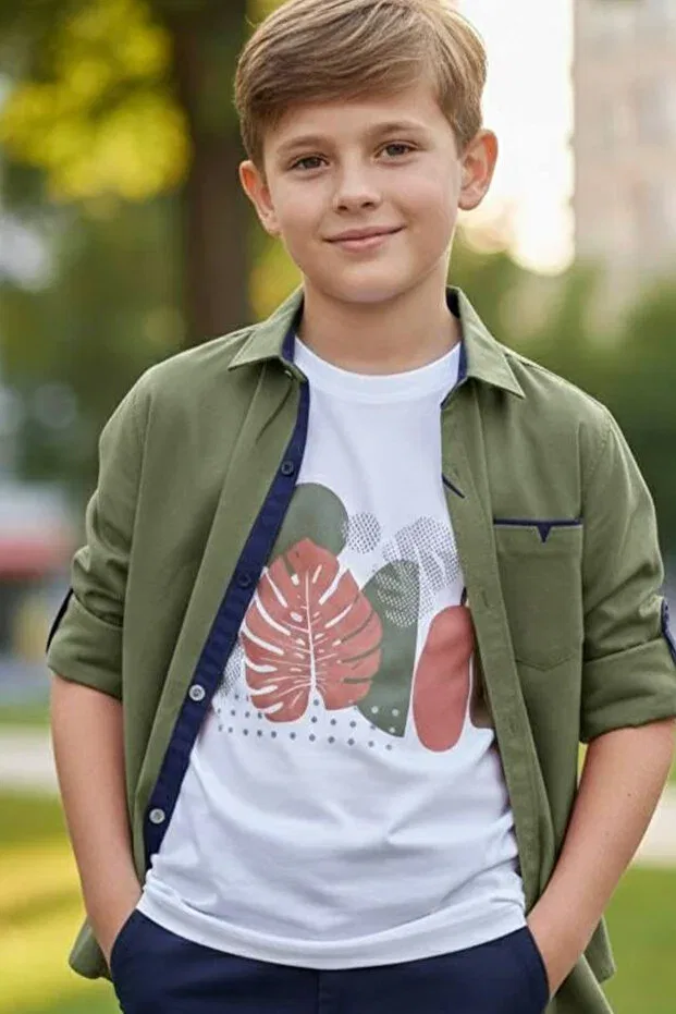 Детский комплект для мальчиков с длинным рукавом Trend Mix Kids, Khaki — фото 3