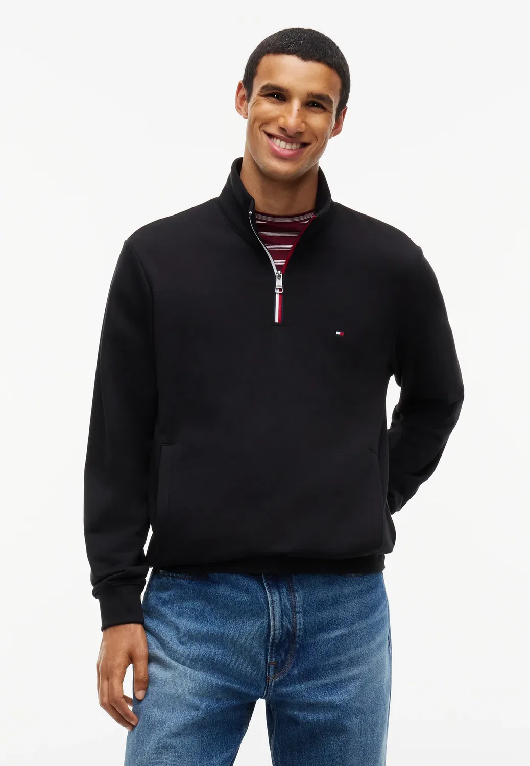 Толстовка Rwb tipping terry reg 1/4 zip Tommy Hilfiger, Black