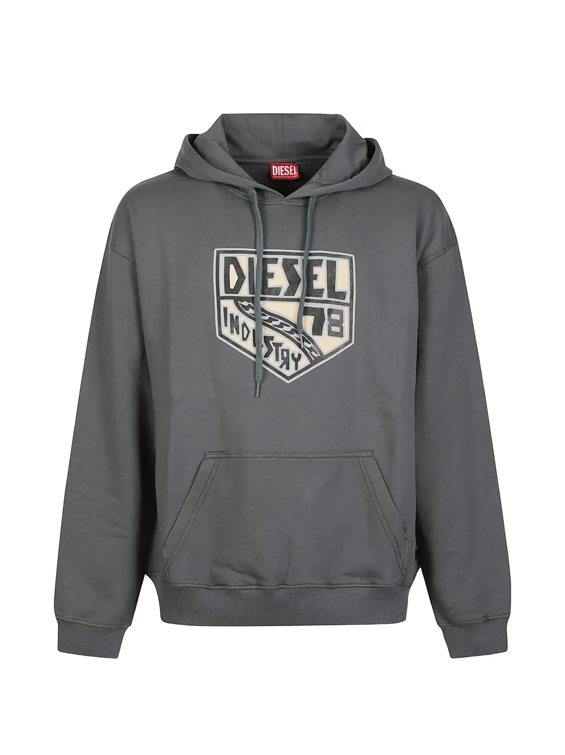 Худи с кулиской и логотипом Diesel, серый