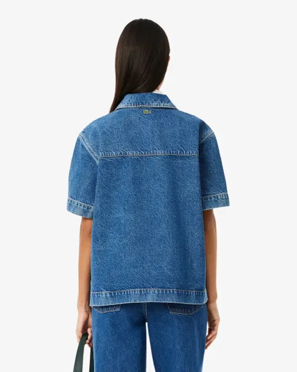 Рубашка поло Lacoste из денима, CF0052-55G, цветной — фото 3