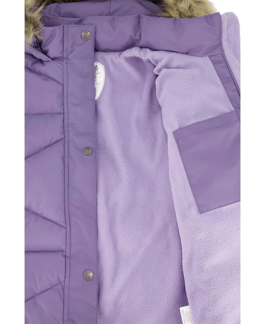 Детское зимнее пуховик-пальто с капюшоном, Diamond Quilting Deux par Deux, Violet — фото 4