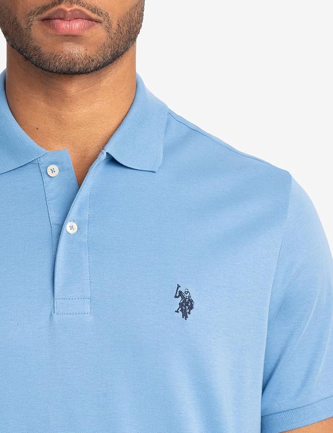 Поло U.S. POLO ASSN. Solid Interlock, синий берег океана — фото 3