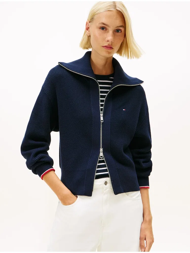Кардиган хлопковый с полной застежкой TOMMY HILFIGER, Navy