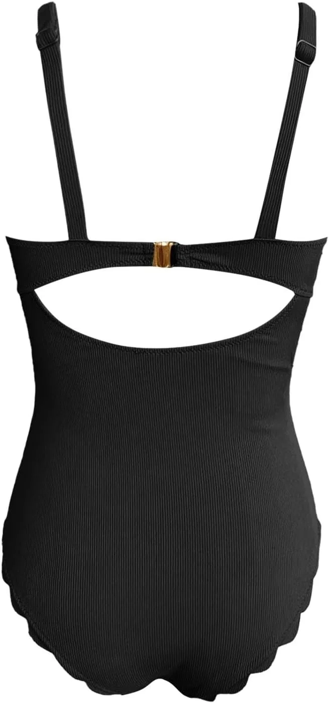 Женский цельный купальник с высоким вырезом Sports Adjustable Strap, Black — фото 4
