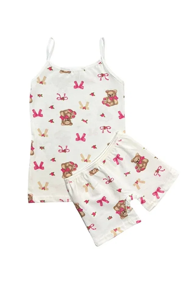 Детский комплект для девочек с принтом Teddy Bear Ribbon Elmas Kids, White