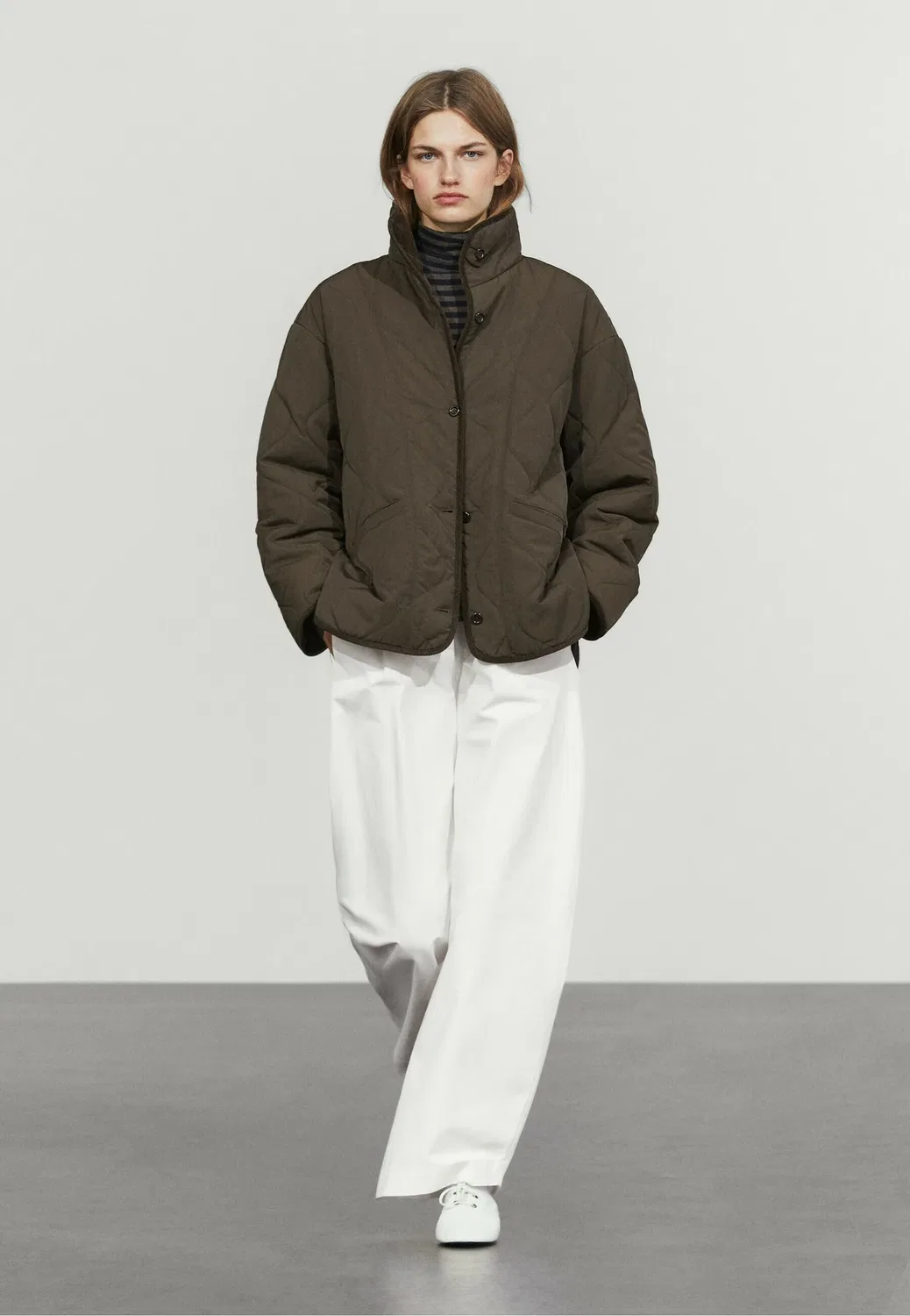 Куртка с волнистой строчкой - легкая куртка Massimo Dutti, Dark Brown — фото 2