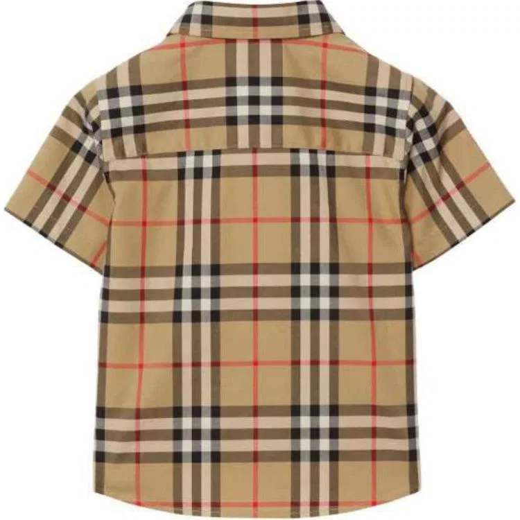 Детская рубашка в клетку с летним принтом Burberry, Umber — фото 3