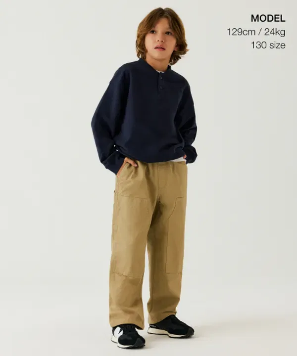 Свитшот оверсайз с вырезом хенли Musinsa Standard Kids, Navy — фото 2