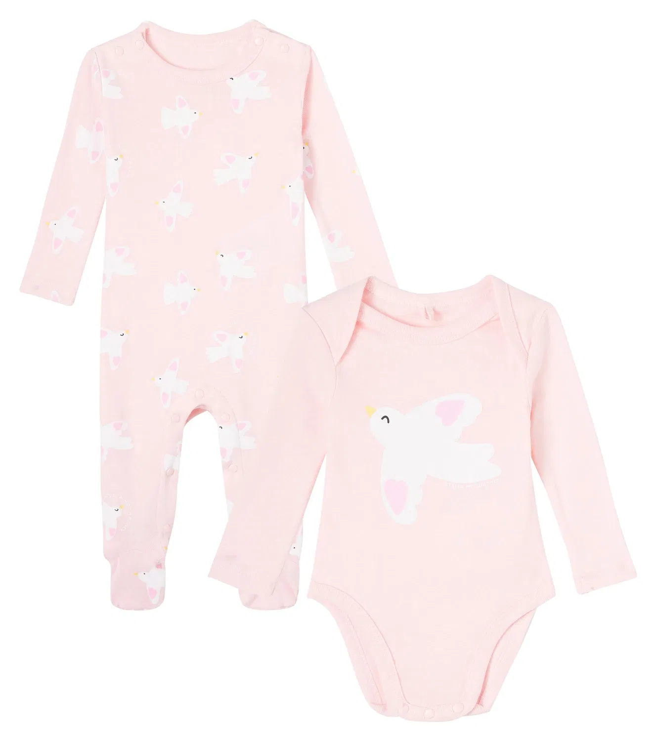 Комплект детских комбинезонов и боди хлопковый с принтом Stella Mccartney Kids, розовый