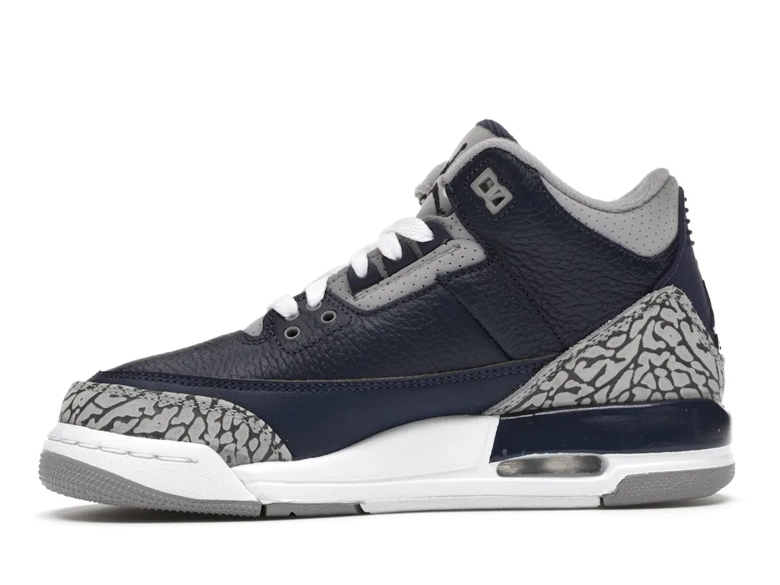 Детские кроссовки Lifestyle с принтом Jordan 3 Retro Georgetown, Midnight Navy/Cement Grey-White — фото 3