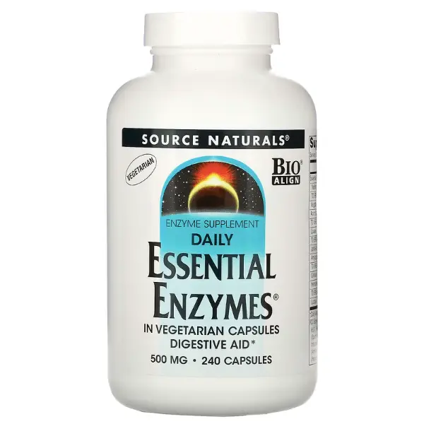 

Пищеварительные ферменты Daily Essential Enzymes, 500 мг, 240 капсул, Source Naturals