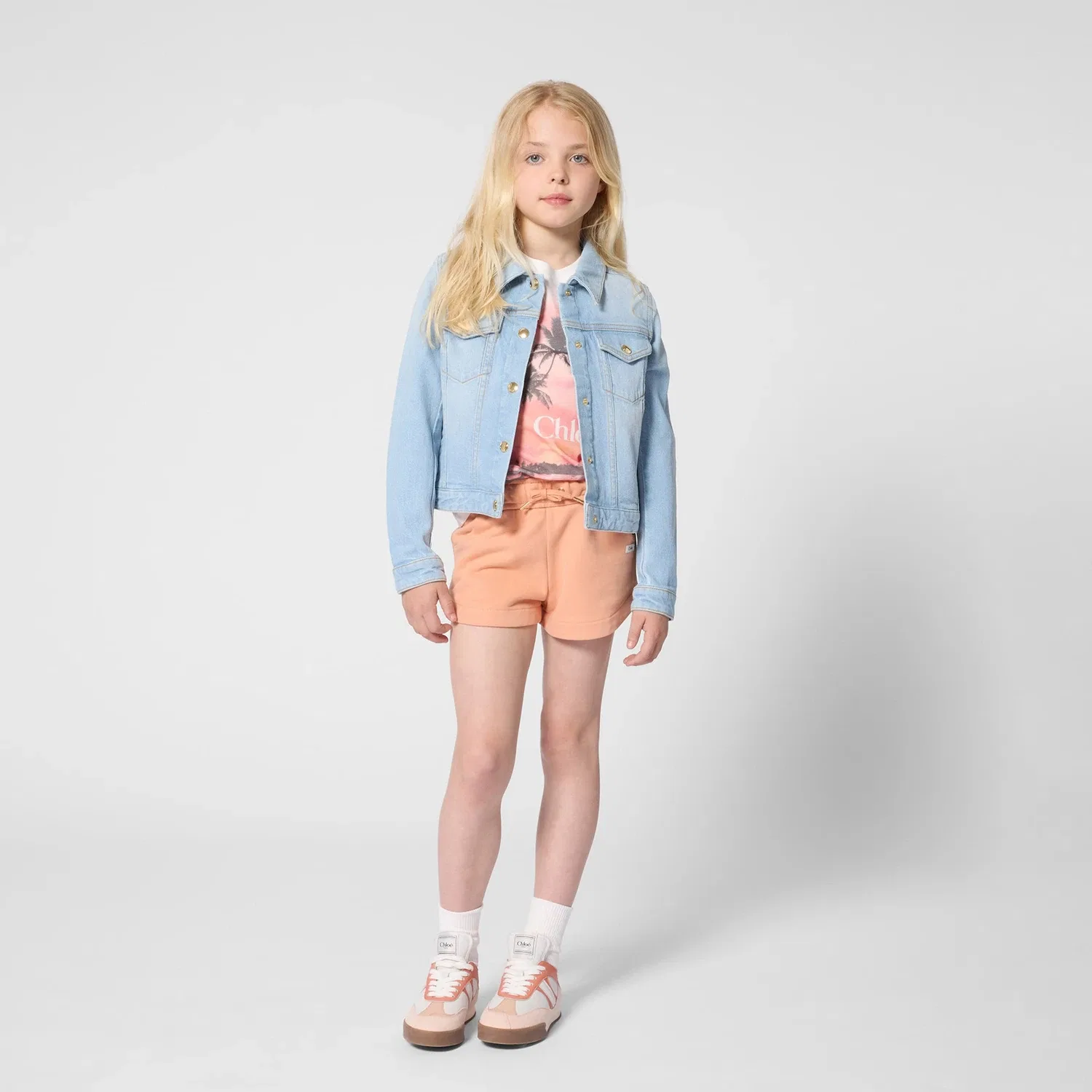 Шорты хлопковые Chloé Kids, оранжевый — фото 4