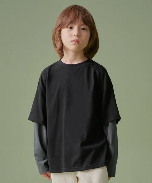 Детская футболка с длинным рукавомMUSINSA STANDARD KIDS, Black/Dark Grey