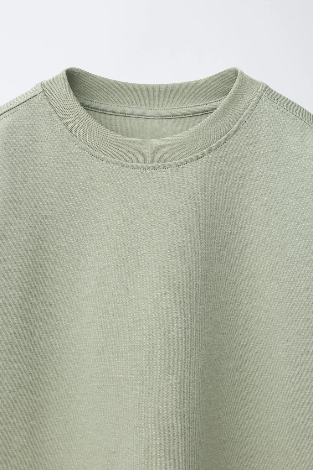 Однотонная футболка из трикотажа ZARA, Taupe Grey — фото 3