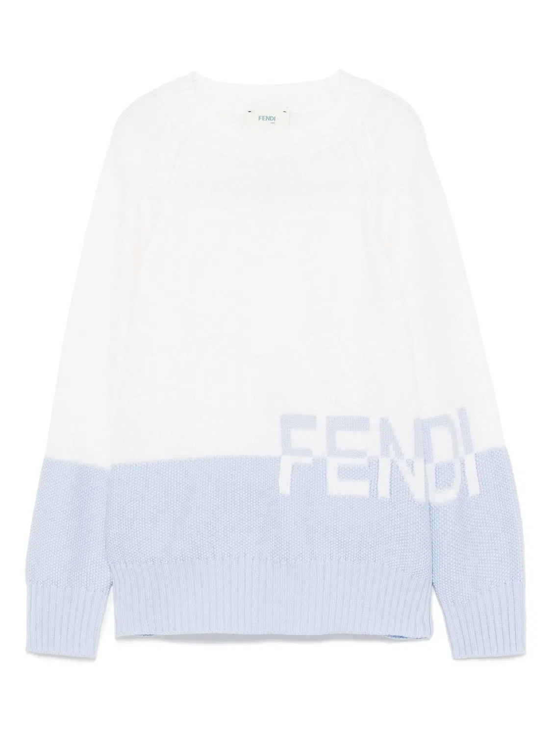 Детский свитер с логотипом интарсия FENDI, нейтральные